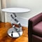 Homeroots 21" White And Silver Stone And Stainless Steel Round Pedestal End Table 554650 - alternate 2