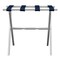 Homeroots Hotel White Finish Wood Folding Luggage Rack With Navy Straps 383076 - alternate 4