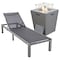 Leisuremod Marlin Modern Grey Aluminum Outdoor Patio Chaise Lounge Chair, Square Fire Pit Side Table, Black MLGRCF21-77BL - alternate 1