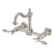 Kingston Brass Two-Handle Wall Mount Bridge Kitchen Faucet, Brushed Nickel KS1268TAL - alternate 1