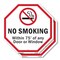 Signmission No Smoking Within 75' Of Any Door o, 10 inch X 10 inch, Aluminum Metal Signs, 2PK OC-A-2PACK-10-89 - alternate 1