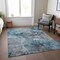 Homeroots 9' X 12' Teal Blue And Navy Blue Abstract Washable Indoor Outdoor Area Rug 581777 - alternate 3
