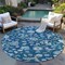 Homeroots 8' Navy Blue Ivory And Gray Round Floral Washable Indoor Outdoor Area Rug 597832 - alternate 3