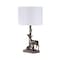 Homeroots 20" Bronze Mom and Baby Deer Table Lamp With White Drum Shade 524259 - alternate 1