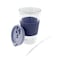 Mr. Coffee Sip Savvy 4 Piece 15 Ounce Silicone Sleeve Glass Cup Set w/ Lid and Straw in Navy 750123589M - alternate 3