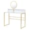 Homeroots 41" White And Gold Faux Marble and Steel Vanity Table with Mirror 568240 - alternate 4