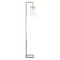 Homeroots 67" Brass Reading Floor Lamp With Clear Transparent Glass Drum Shade 523401 - alternate 1