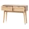 Baxton Studio Baird Mid-Century Modern Light Oak Brown Finished Wood and Rattan 2-Drawer Console Table 176-11250-Zoro - alternate 3