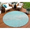 Homeroots 8' Aqua And Teal Blue Round Abstract Washable Indoor Outdoor Area Rug 609446 - alternate 1