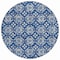 Homeroots 8' Navy Blue And Ivory Round Floral Washable Indoor Outdoor Area Rug 595975 - alternate 3
