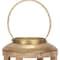 Homeroots 26" Natural And Bronze Distressed Geometric Solid Wood And Metal Tabletop Lantern Candle Holder 609333 - alternate 2