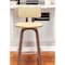 Homeroots 26" Cream And Wood Brown Faux Leather Swivel Low Back Counter Height Bar Chair 534431 - alternate 1