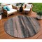 Homeroots 8' Blue Charcoal And Copper Round Botanical Leaves Washable Indoor Outdoor Area Rug 581950 - alternate 1