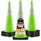 Xpose Safety Traffic Safety Cone, 36 in, Premium PVC, Dual 6 in & 4 in Reflective Collar, Lime Green, 8 pk LTC36-64-8-X - alternate 1