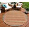 Homeroots 8' Pewter And Gold Round Striped Washable Indoor Outdoor Area Rug 610500 - alternate 1