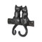 Homeroots Two Hook 5in Black Cast Iron Cats Wall Hook 724073 - alternate 3