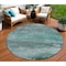 Homeroots 8' Teal Blue Gray And Pale Aqua Round Abstract Washable Indoor Outdoor Area Rug 630857 - alternate 1