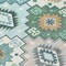 Homeroots 8' Teal Blue Beige And Ivory Round Southwestern Washable Indoor Outdoor Area Rug 632283 - alternate 3