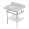 Kingston Brass 30-Inch Carrara Marble Console Sink with Brass Legs and Shelf, 8-Inch, 3-Hole KVPB3030MBB1 - alternate 1