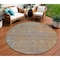 Homeroots 8' Gray Charcoal And Orange Round Abstract Washable Indoor Outdoor Area Rug 588926 - alternate 1