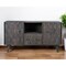 Homeroots 55in Dark Gray Carved Geometric Distressed Solid Wood Enclosed and Open Storage TV Stand 489509 - alternate 3