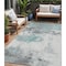 Homeroots 5' X 8' Teal Blue And Gray Abstract Washable Indoor Outdoor Area Rug 617741 - alternate 1