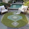 Homeroots 8' Olive Green Pink And Ivory Round Oriental Washable Indoor Outdoor Area Rug 598432 - alternate 4