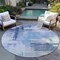 Homeroots 8' Blue Ivory And Gray Round Abstract Washable Indoor Outdoor Area Rug 602916 - alternate 3