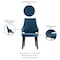 Manhattan Comfort 6-Piece Kara Dining Side and Arm Chairs in Blue 4-DC057-BL - alternate 4