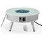 Leisuremod Walbrooke Outdoor Patio Aluminum Round Slats Design Fire Pit Side Table, Lid & Fire Glass, White WWS-29-GL - alternate 4