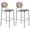 Leisuremod Euston Modern Wicker Bar Stool With Black Steel Frame, Grey, 2PK EC29GR2 - alternate 1