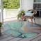 Homeroots 8' Round Teal Round Abstract Washable Non Skid Indoor Outdoor Area Rug 559717 - alternate 2