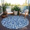 Homeroots 8' Blue And Ivory Round Geometric Washable Indoor Outdoor Area Rug 599264 - alternate 4