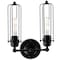 Sunlite Matte Black Vintage Dual Caged Metal Antique Rustic E26 Tubular Cage Wall Sconce Fixture 07040-SU - alternate 2