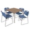 Regency Square Kee Breakroom Table W/ 4 Zeng Stack Chairs, 48 in W, 48 in L, Noble Oak TB4848NOBPCM44BE - alternate 1