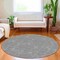 Homeroots 8' Gray And Ivory Round Geometric Washable Indoor Outdoor Area Rug 614073 - alternate 4