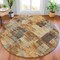 Homeroots 8' Brown Beige And Charcoal Round Abstract Washable Indoor Outdoor Area Rug 630761 - alternate 5