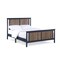Homeroots Blue and Walnut Reversible Inlaid Panels Solid Wood Full Bed Frame 530213 - alternate 2