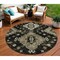 Homeroots 8' Black Ivory And Taupe Round Medallion Washable Indoor Outdoor Area Rug 588992 - alternate 1