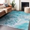 Homeroots 3' X 5' Teal Blue And Ivory Abstract Washable Indoor Outdoor Area Rug 618322 - alternate 5