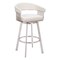 Homeroots 31" White And Silver Faux Leather And Stainless Steel Bar Height Swivel Bar Chair 555768 - alternate 2