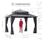 Sunjoy Kingston 12x10 Gazebo, Steel & PC Roof Hardtop Gazebo with Curtain and Netting - Gray Aluminum Posts A10204380100 - alternate 3