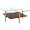 Homeroots 32" Brown And Gold Glass And Steel Square Coffee Table With Shelf 521992 - alternate 1