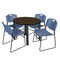 Regency Round Kee Breakroom Table W/ 4 Zeng Stack Chairs, 36 in W, 36 in L, Neo Walnut TB36RNDNWBPBK44BE - alternate 1