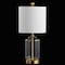 Jonathan Y Duncan 19.5" Glass/Metal LED Table Lamp, Brass/Clear JYL1033A - alternate 6