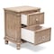 Homeroots 28" Natural Solid Wood and Wicker Ribbed Texture Two Drawer Nightstand With USB Port 571345 - alternate 5