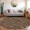 Homeroots 8' Chocolate Tan And Green Round Floral Washable Indoor Outdoor Area Rug 603409 - alternate 6