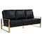 Leisuremod Jefferson Modern Design Leather Sofa with Gold Frame, Black JAG77BL-L - alternate 1