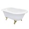 Kingston Brass 66" Cast Iron Oval Rectangular Roll Top Clawfoot Tub, 3-3/8" Wall Drillings, White/Brushed Brass VCT3D663019NT7 - alternate 1