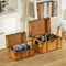Vintiquewise Set of 2 Farmhouse Antique-Style Wood Treasure Chest with Leather Straps & Front Latch QI004849.2 - alternate 4